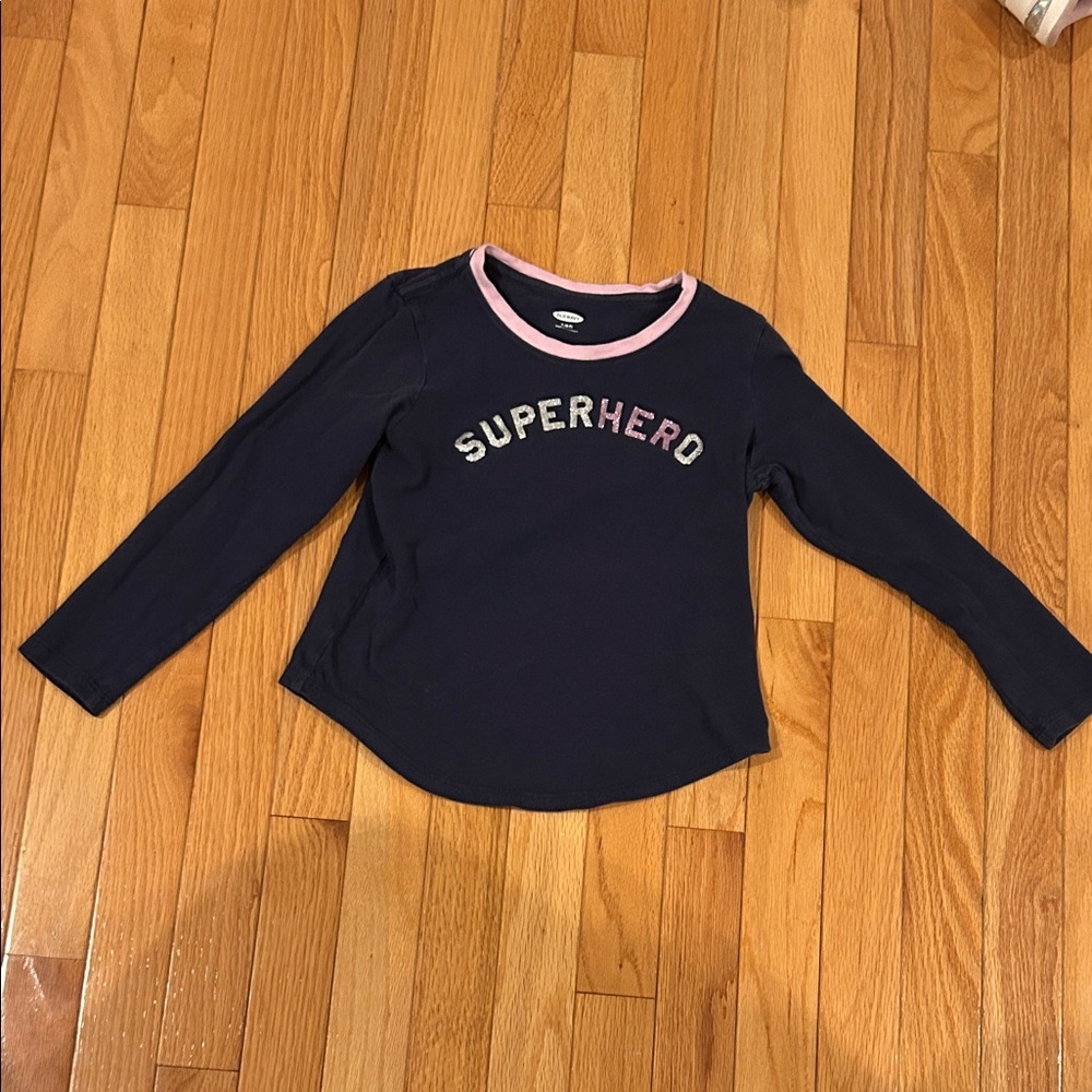 Old Navy Superhero Long Sleeve Shirt - Navy and Pink